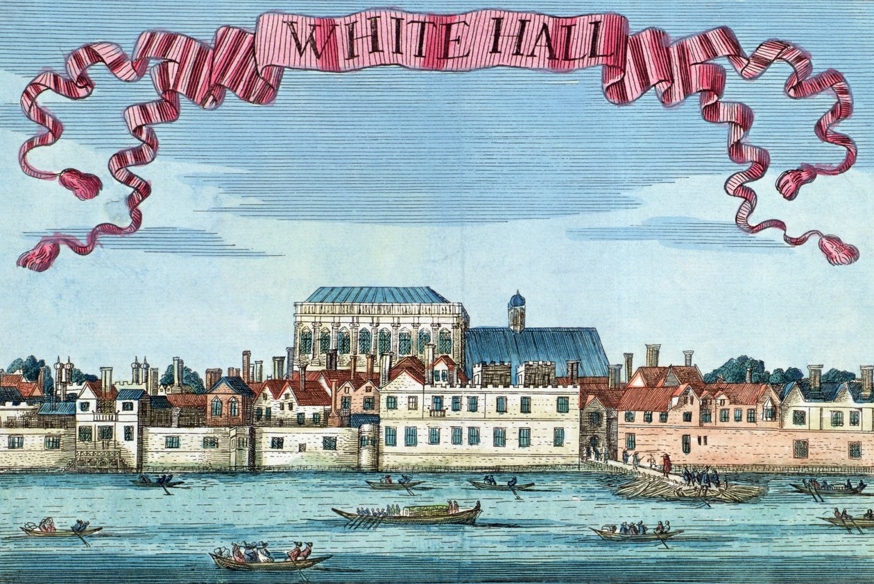 Whitehall, de &39;Um livro das perspectivas dos lugares notáveis em e sobre a cidade de Londres&39;, c.1700 de Robert Morden