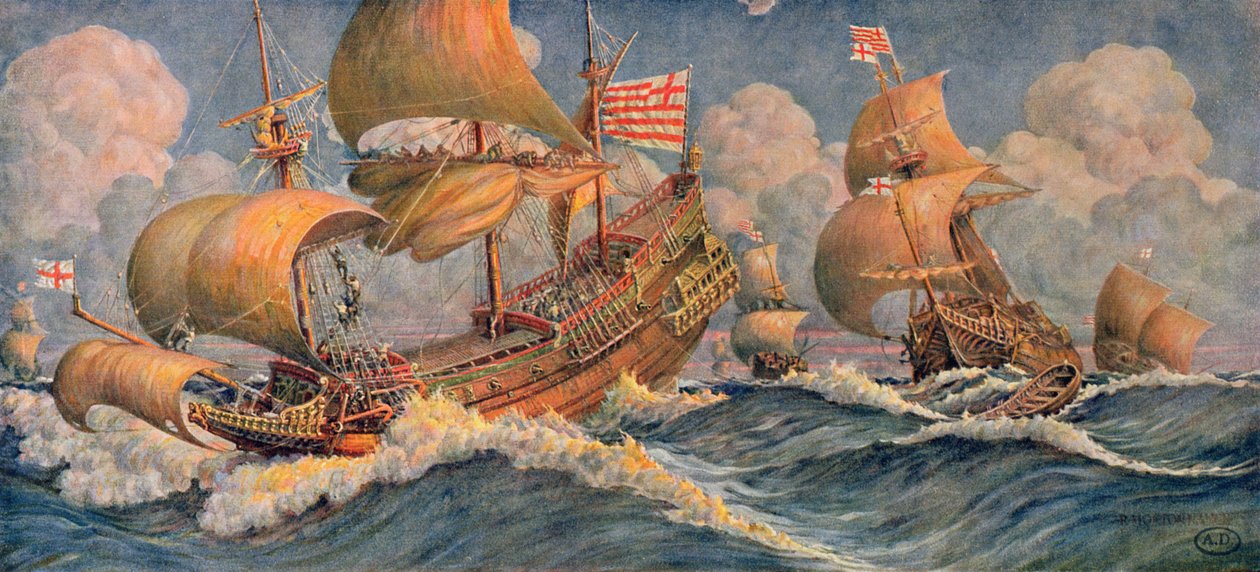 Navios Mercantes de 1640, do Le Journal de la Decoration de Robert Morton Nance
