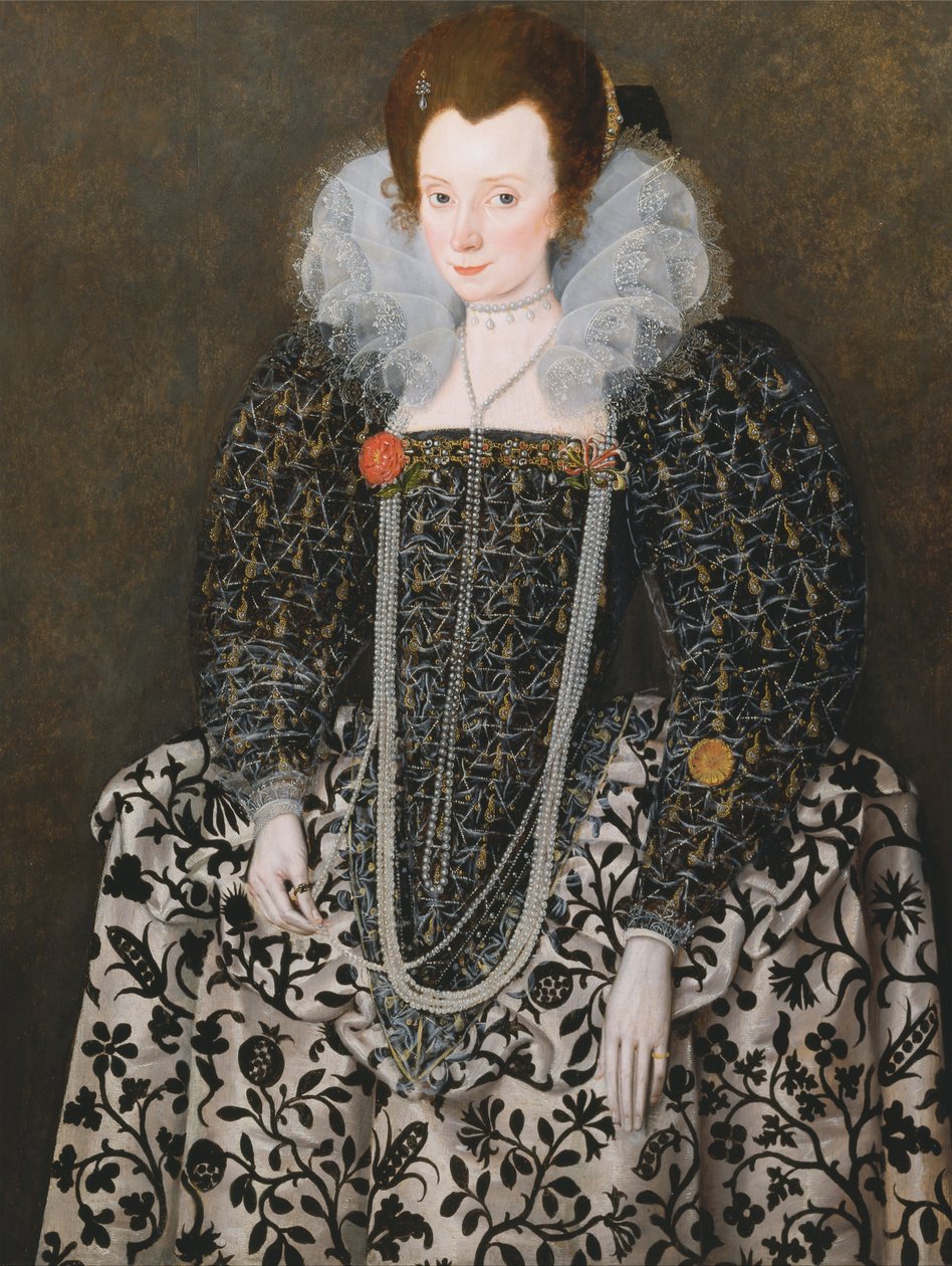 Retrato de uma mulher, tradicionalmente identificado como Mary Clopton (nascido Waldegrave), de Kentwell Hall, S ... de Robert Peake