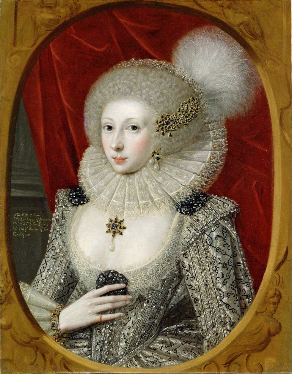 Retrato de uma mulher, possivelmente Frances Cotton, Lady Montagu, do Castelo de Boughton, Northamptonshire de Robert Peake
