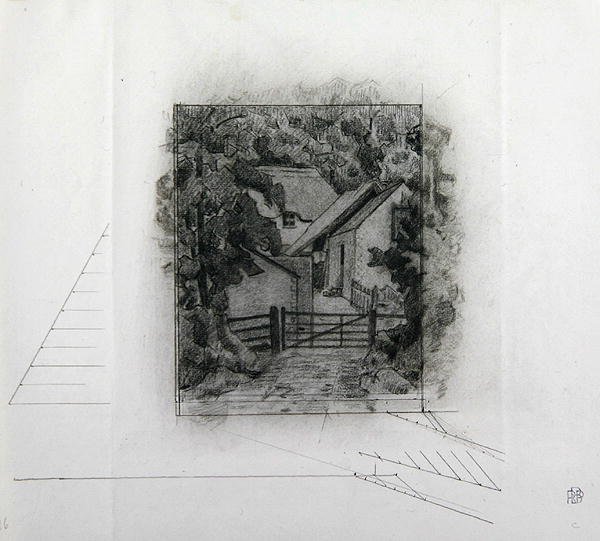 Fields Farm, Clayhidon, 1917 (lápis de cor sobre papel) de Robert Polhill Bevan