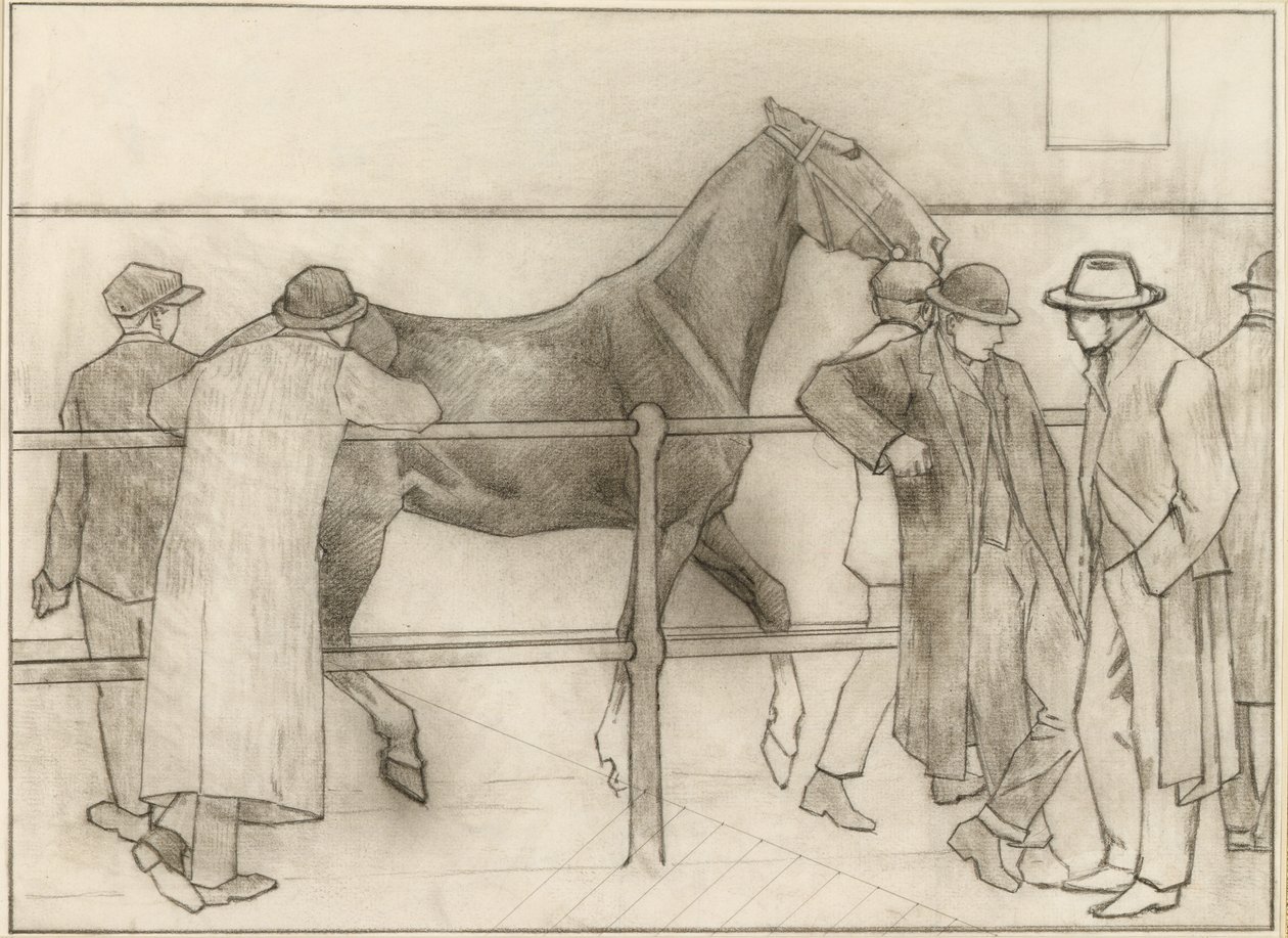 Concessionárias de Cavalos, c.1918 (crayon on paper) de Robert Polhill Bevan