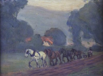 A equipe de quatro cavalos, c.1906 de Robert Polhill Bevan