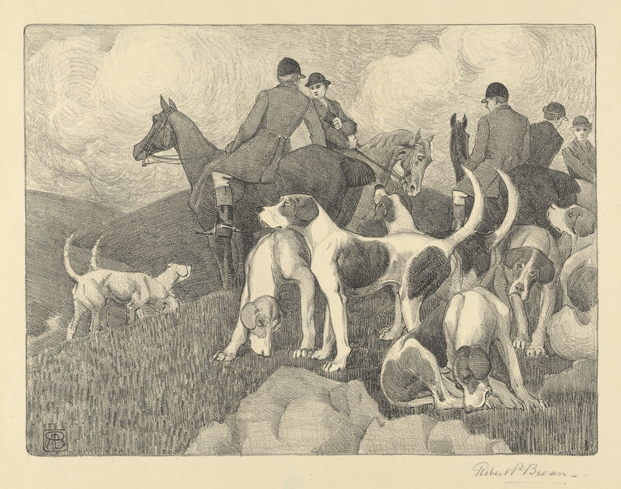 O Meet (lavagem crayon e cinza aumentada com branco sobre papel) de Robert Polhill Bevan