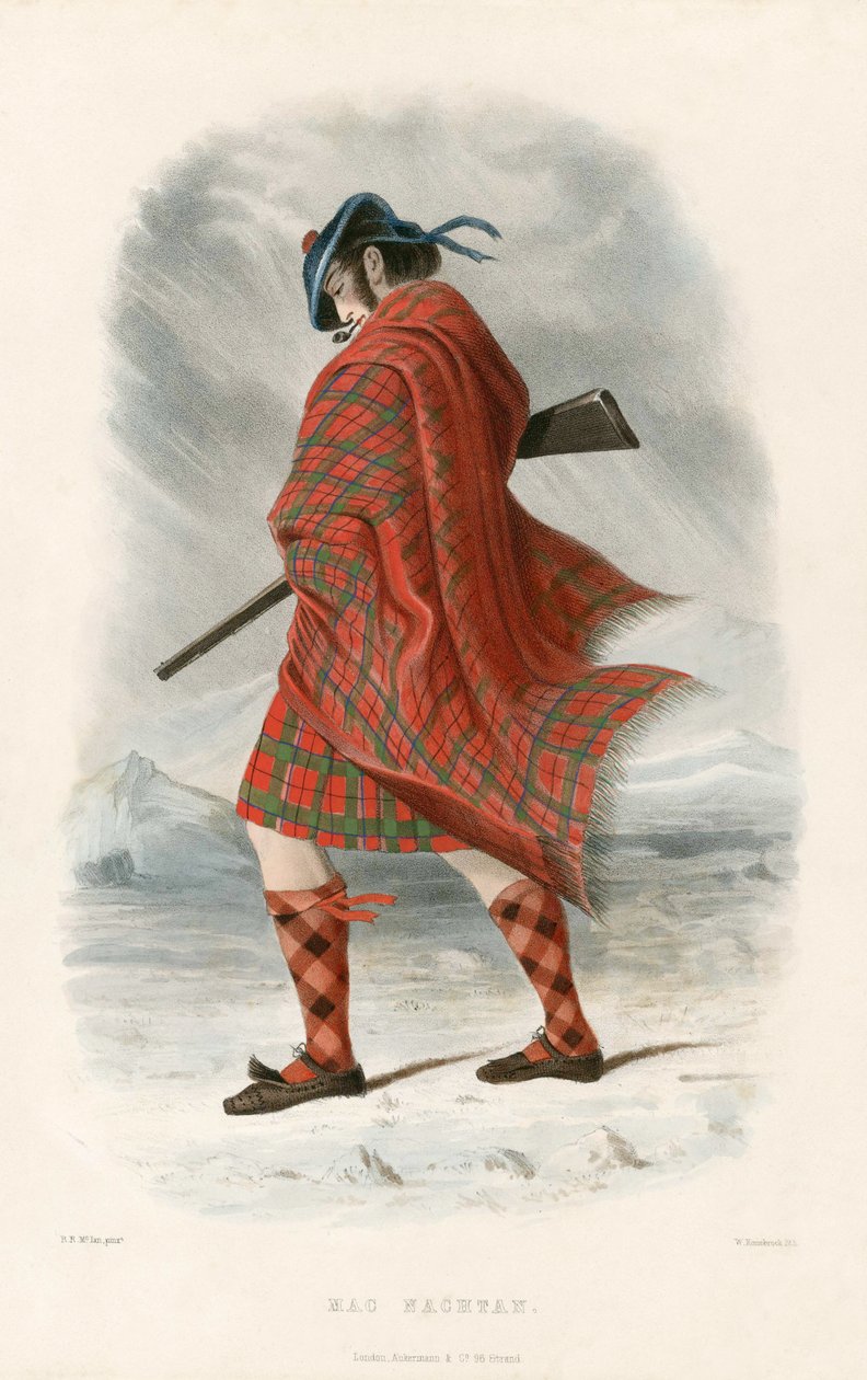 Mac Nachtan, dos clãs das terras altas escocesas, pub.1845 de Robert Ronald McIan