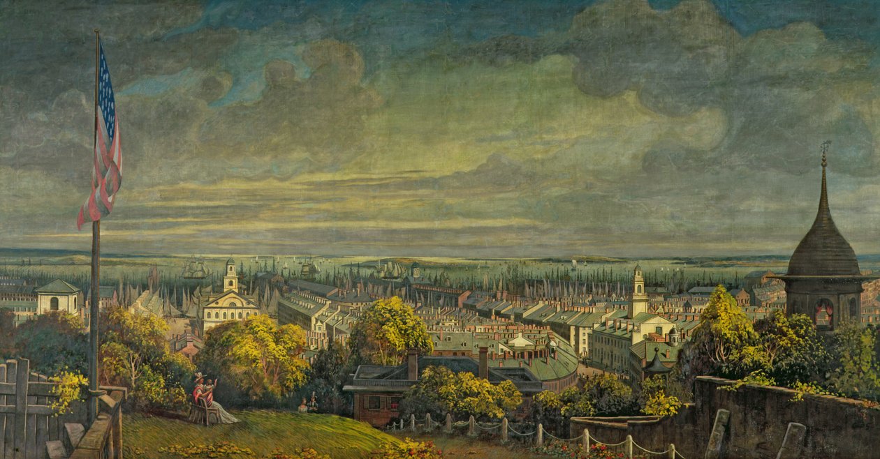 Porto de Boston do Sr. Greenes House, Pemberton Hill, 1829 (têmpera sobre tela) de Robert Salmon