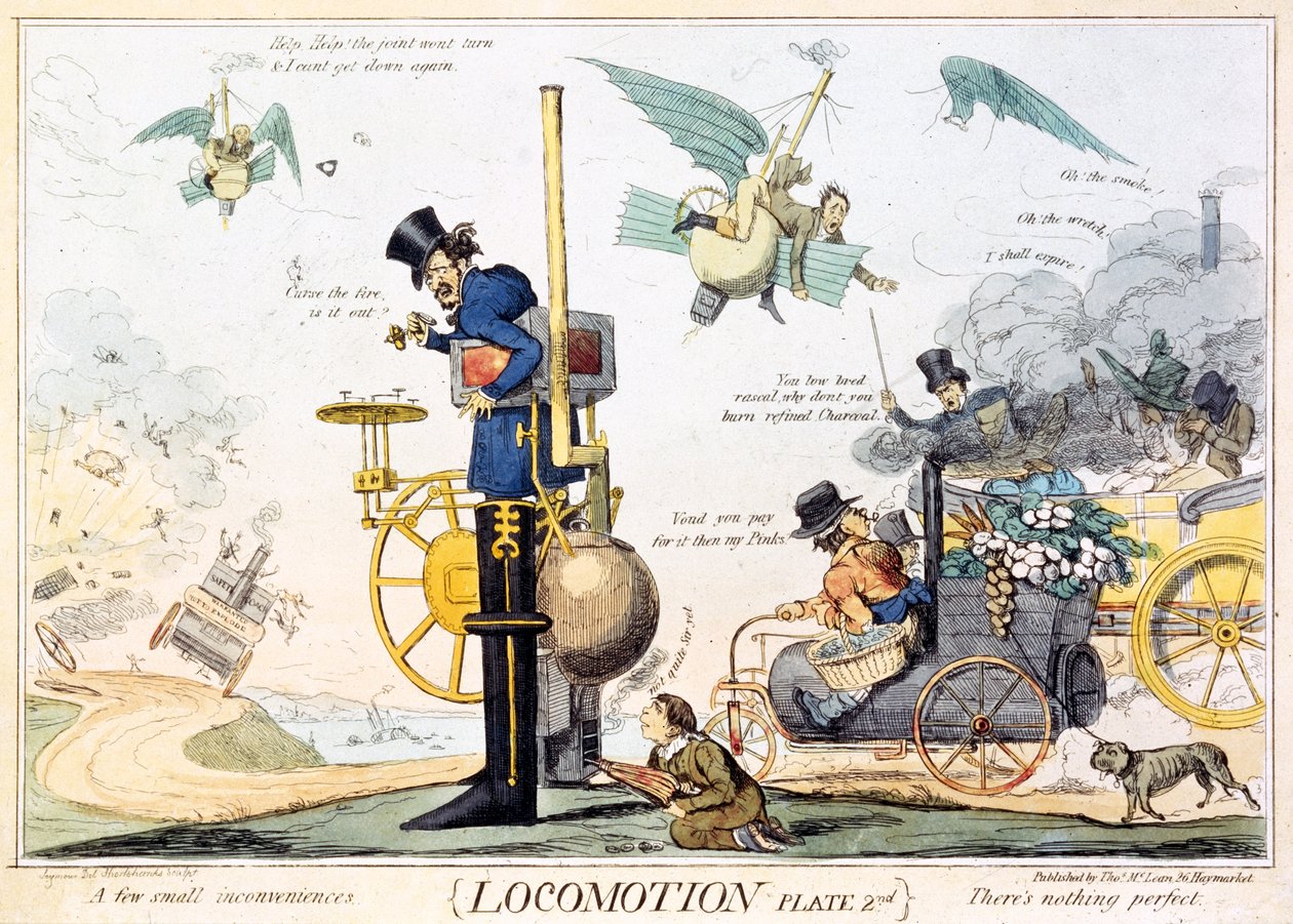 Locomotion, Plate 2nd, publicado por Thomas McLean, c.1835 (gravura colorida à mão) de Robert Seymour
