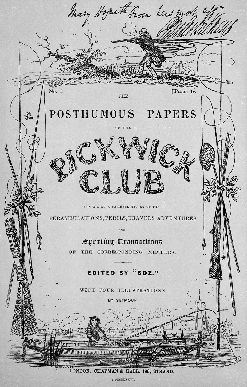 Titlepage for &39;Os papéis póstumos do Pickwick Club&39; de Charles Dickens, 1ª edição, 1836 de Robert Seymour