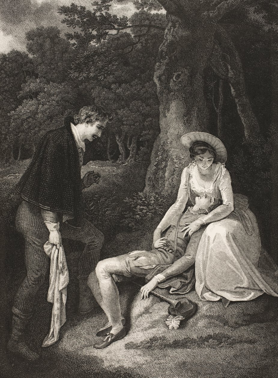 A Floresta, Ato II, Cena VII, de &39;As You Like It&39;, de The Boydell Shakespeare Gallery, publicado no final do século XIX de Robert Smirke