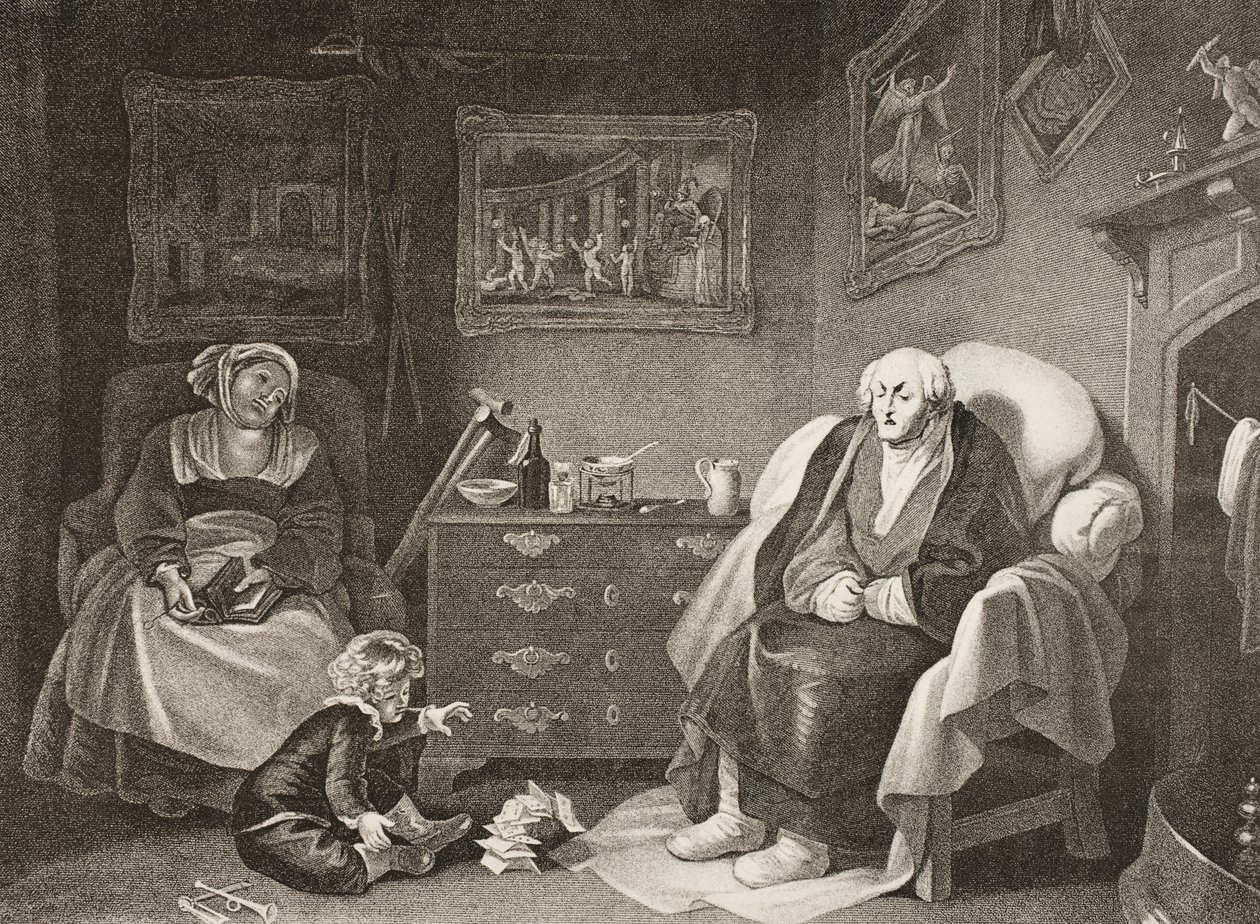 As Sete Idades do Homem, Sétima Era, Ato II, Cena VII, de &39;As You Like It&39;, de The Boydell Shakespeare Gallery, publicado no final do século XIX de Robert Smirke