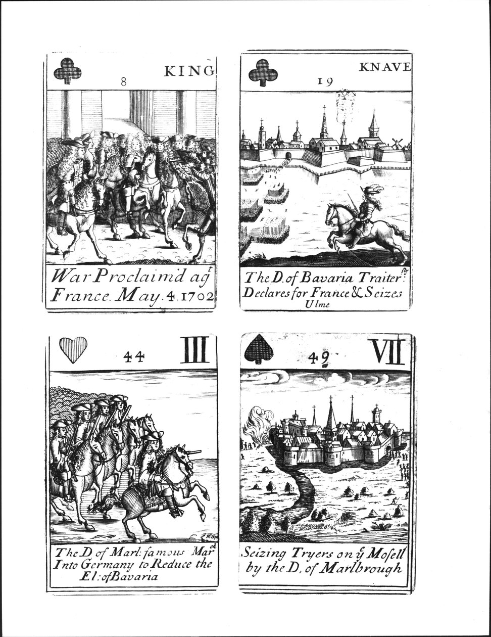 Cartas de jogar comemorando a Guerra da Sucessão Espanhola (1702-13) de Robert Spofforth