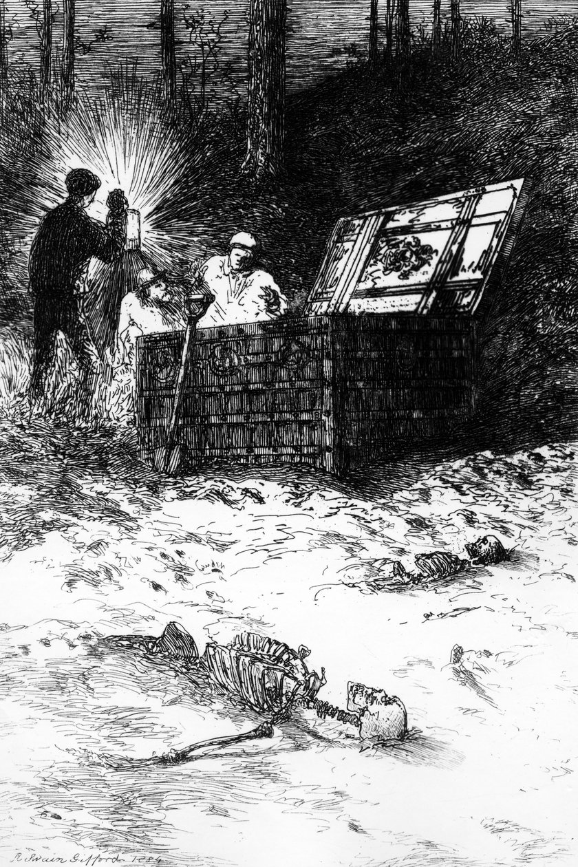 The Gold Bug, ilustração da história de Edgar Allan Poe, 1884 de Robert Swain Gifford