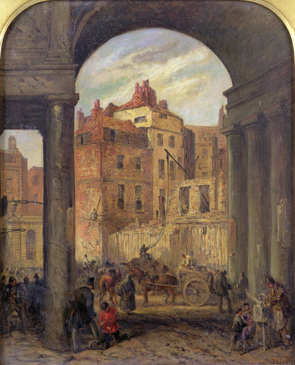 Foregate, Strand, Entrance to Boswell Court - demolido para o local do New Law Courts, 1868 de Robert Thomas Landells