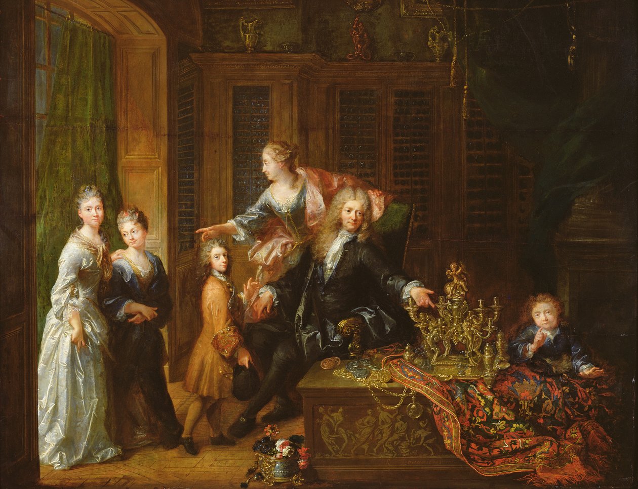 Retrato de Nicolas de Launay (1646-1727) e sua família de Robert Tournieres