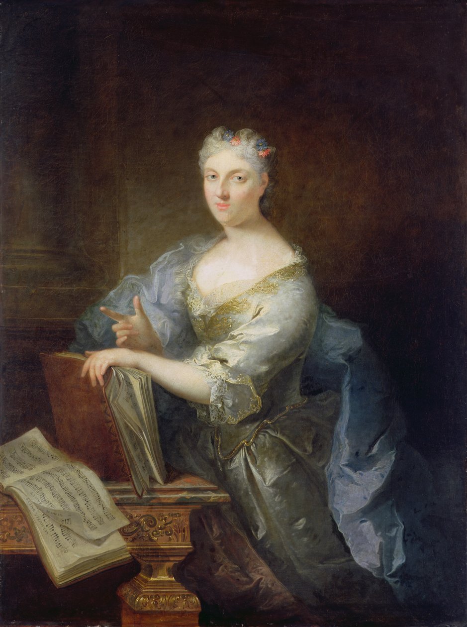 Retrato da cantora Marie-Louise Desmatins (1670-1708) de Robert Tournieres