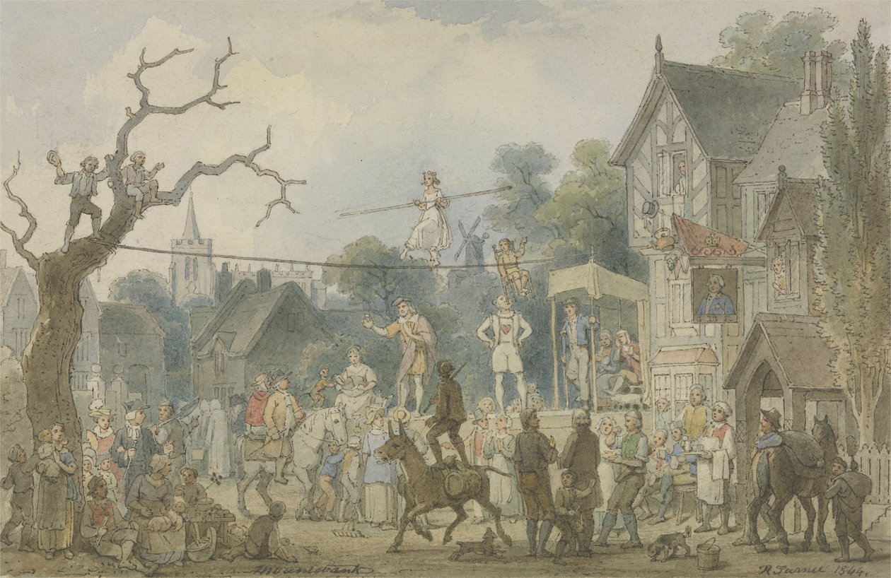 Mountebank, 1844 (caneta e tinta com wc sobre grafite sobre papel) de Robert Turner