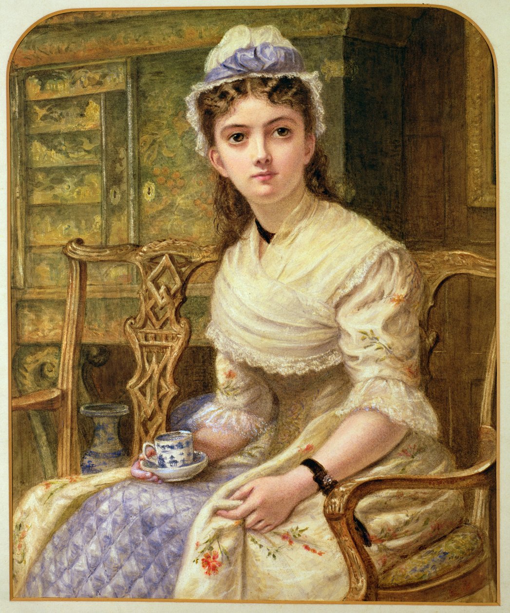 Uma mulher tomando chá, 1895 de Robert W. Little