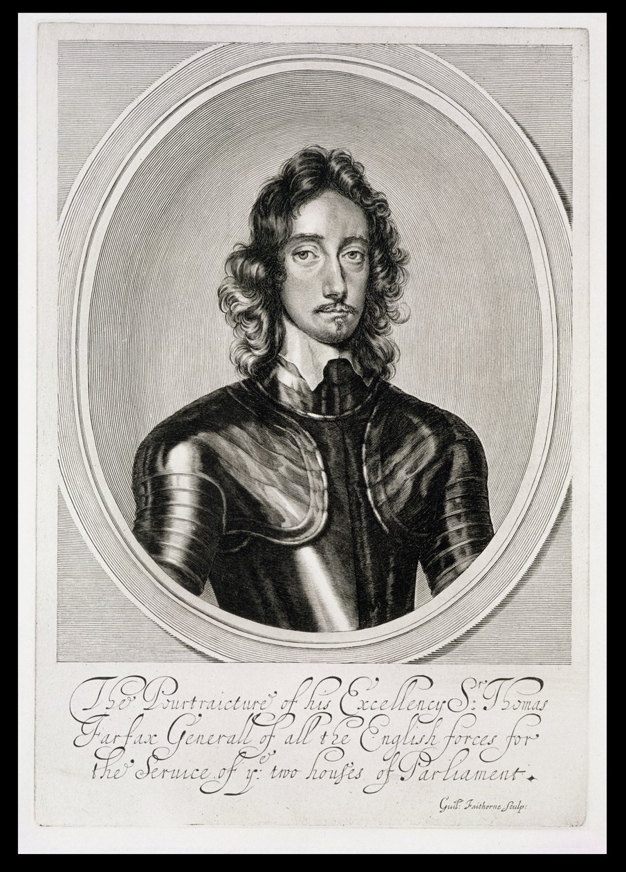 Retrato de Thomas, Lord Fairfax (1612-71) gravado por William Faithorne (1616-91) de Robert Walker