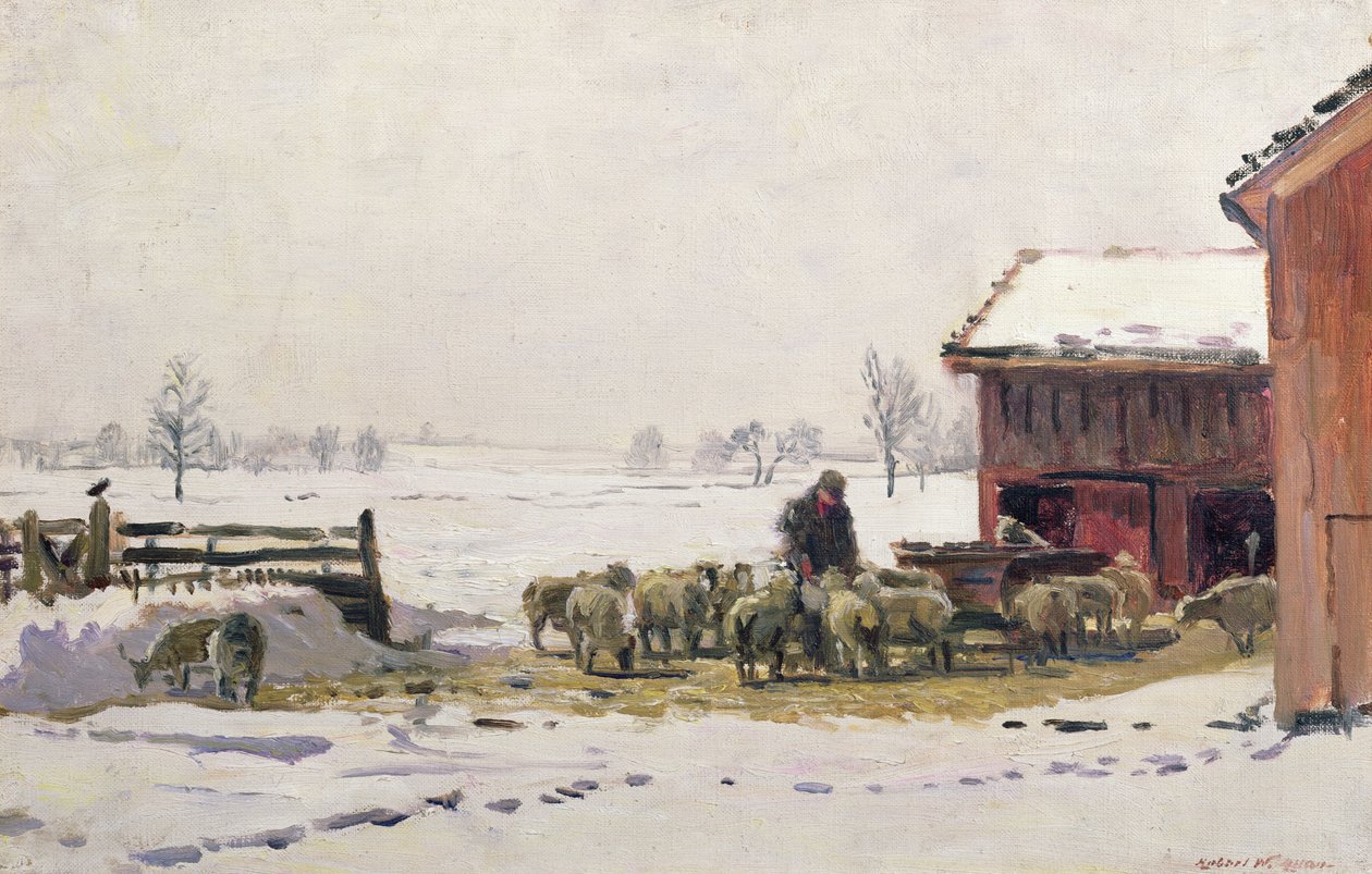 Alimentando as ovelhas no inverno de Robert Weir Allan