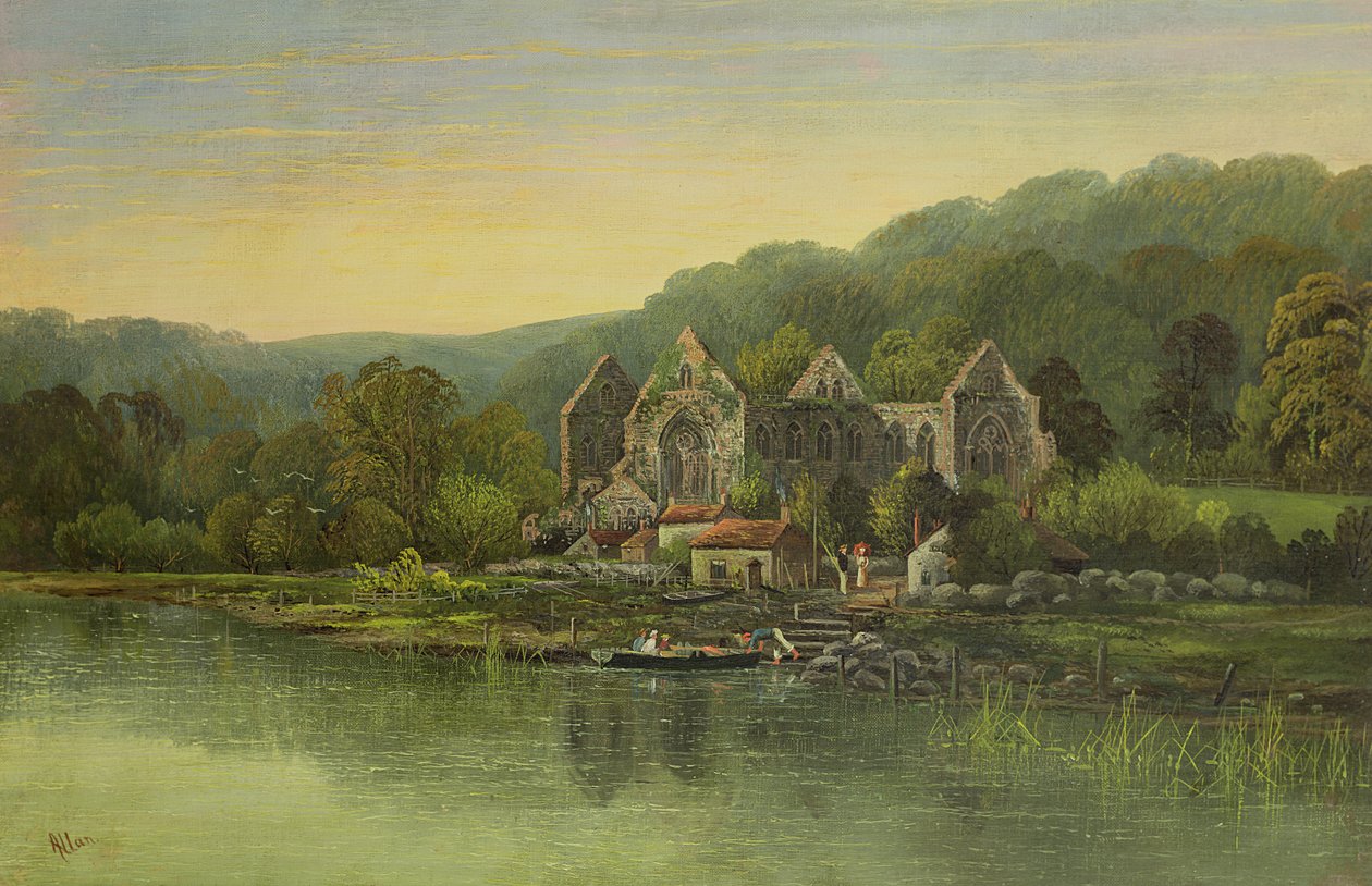Abadia arruinada em um rio, c.1880 de Robert Weir Allan
