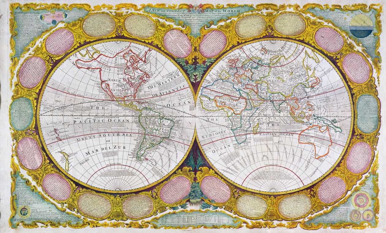 Um novo e correto mapa do mundo, 1770-97 de Robert Wilkinson