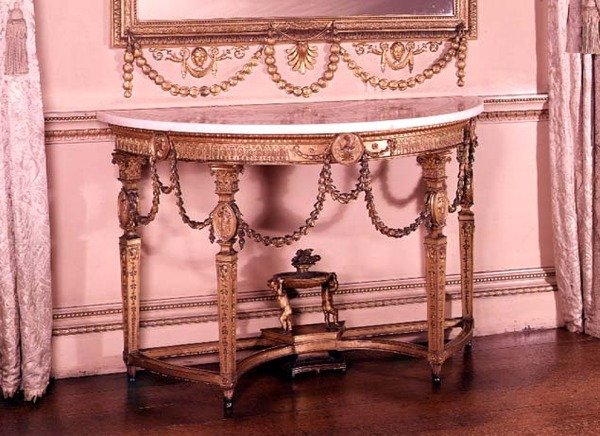 Mesa lateral com tampo scagliola, desenhada por Adam, c.1755 (scagliola) de Robert Adamson