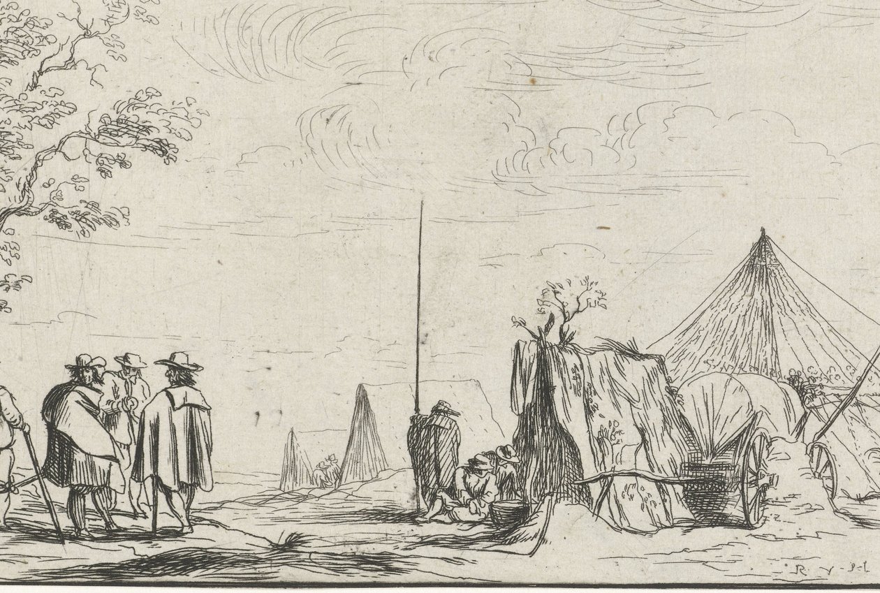 Soldados em um acampamento de Robert van den Hoecke