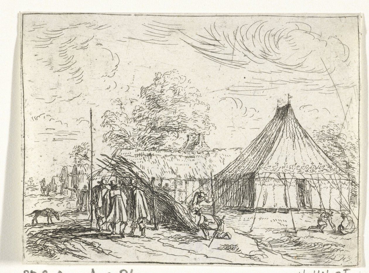 Soldados perto de uma tenda de Robert van den Hoecke