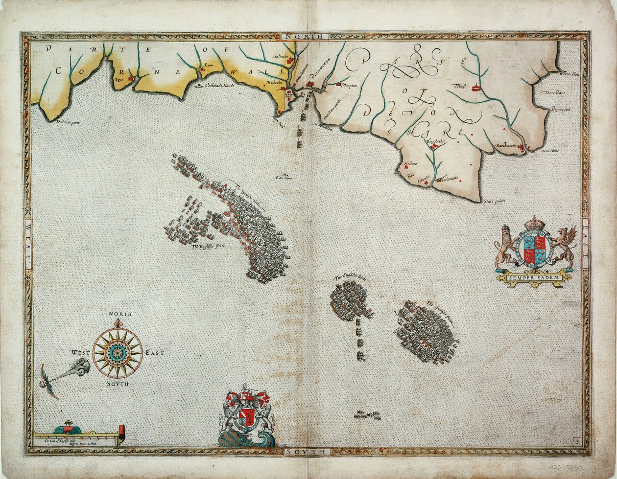 Os ingleses perseguem a frota espanhola a leste de Plymouth de 31 de julho a 1 de agosto de Robert (after) Adams