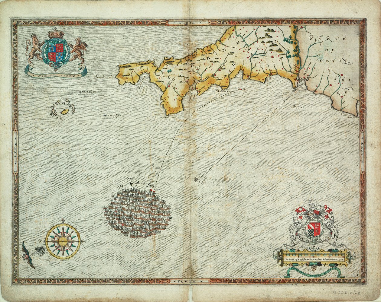 As frotas espanhola e inglesa perto de Plymouth em 30 e 31 de julho de Robert (after) Adams