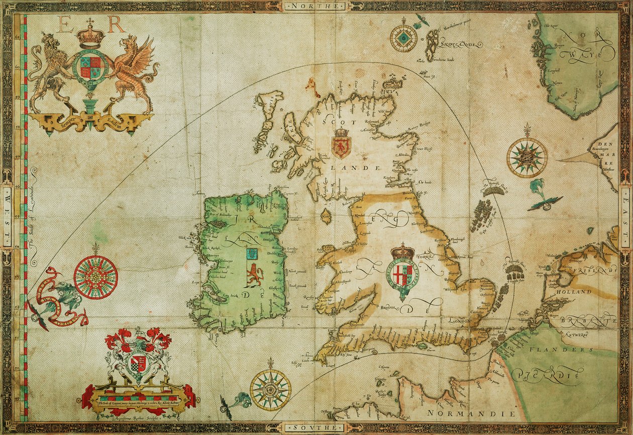 A rota da Armada Espanhola através do Canal da Mancha, do Mar do Norte, do Norte da Escócia e do Oceano Atlântico para regressar a Espanha de Robert (after) Adams