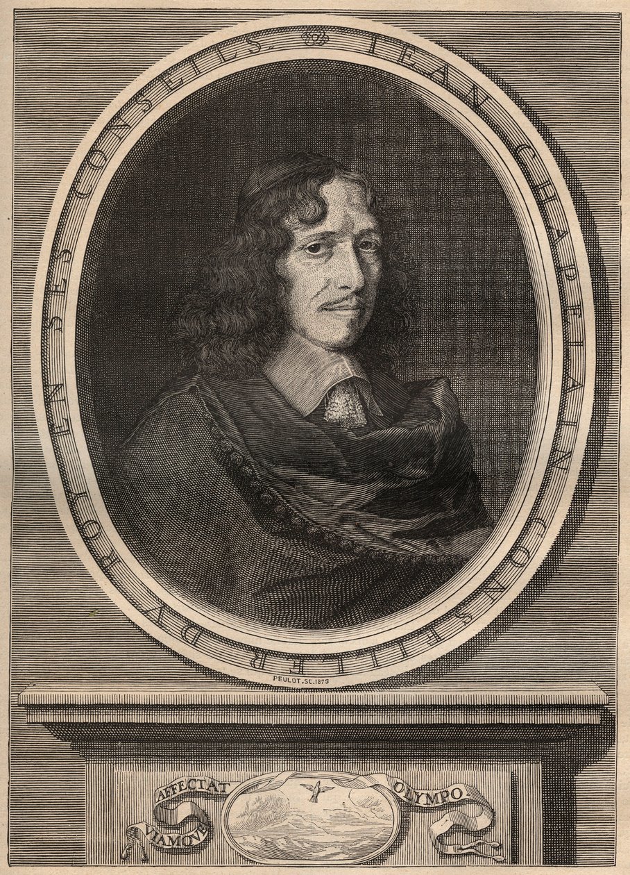 Retrato de Jean Chapelain (1595-1674), poeta francês - Gravura - Jean Chapelain (1595-1674) poeta et critique litteraire francais - Gravura de Nanteuuil et grave par Peulot. de Robert (after) Nanteuil