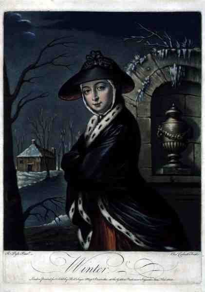 Winter, gravada por C. Corbutt (Richard Purcell) (fl.1746-66), pub. por Robert Sayer, c.1760 (gravura mezzotint) (ver também 125558 e 125560-62) de Robert (after) Pyle