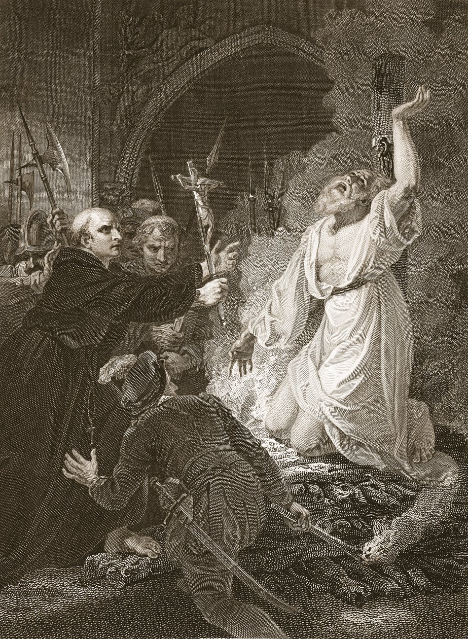 O Martírio do Arcebispo Cranmer, gravado por W. Bromley, ilustração de 