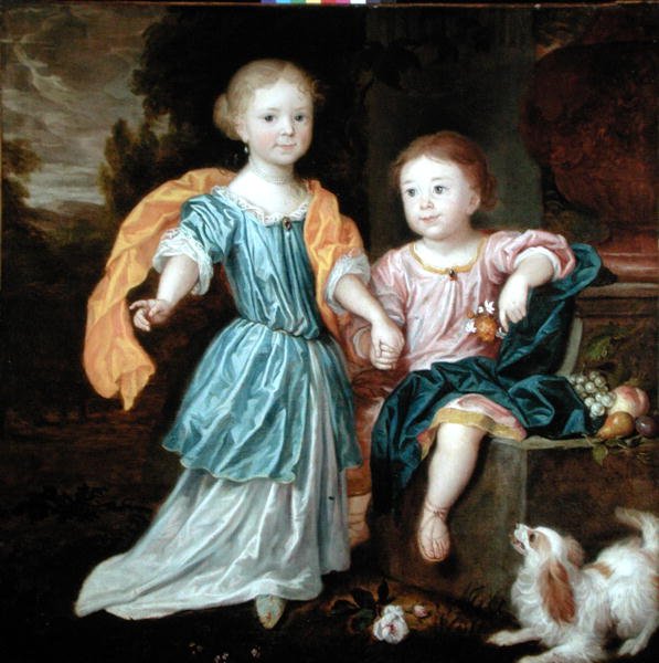 Retrato de uma Jovem Menina e Menino, ditos filhos de Sir William Reynolds Lloyd. de Robert (attr. to) Byng or Bing