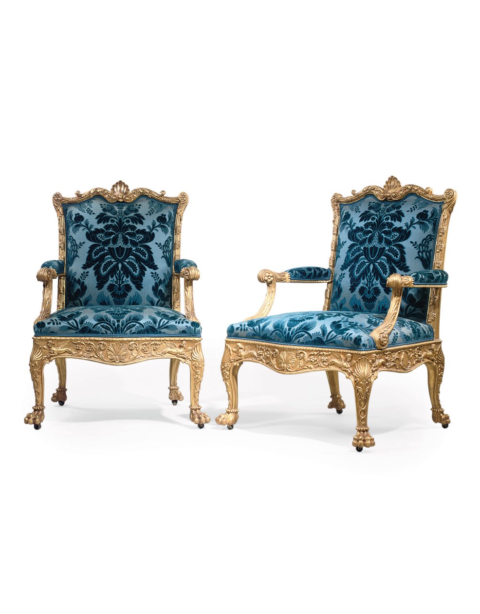 Um par de poltronas giltwood George III de Robert Adam