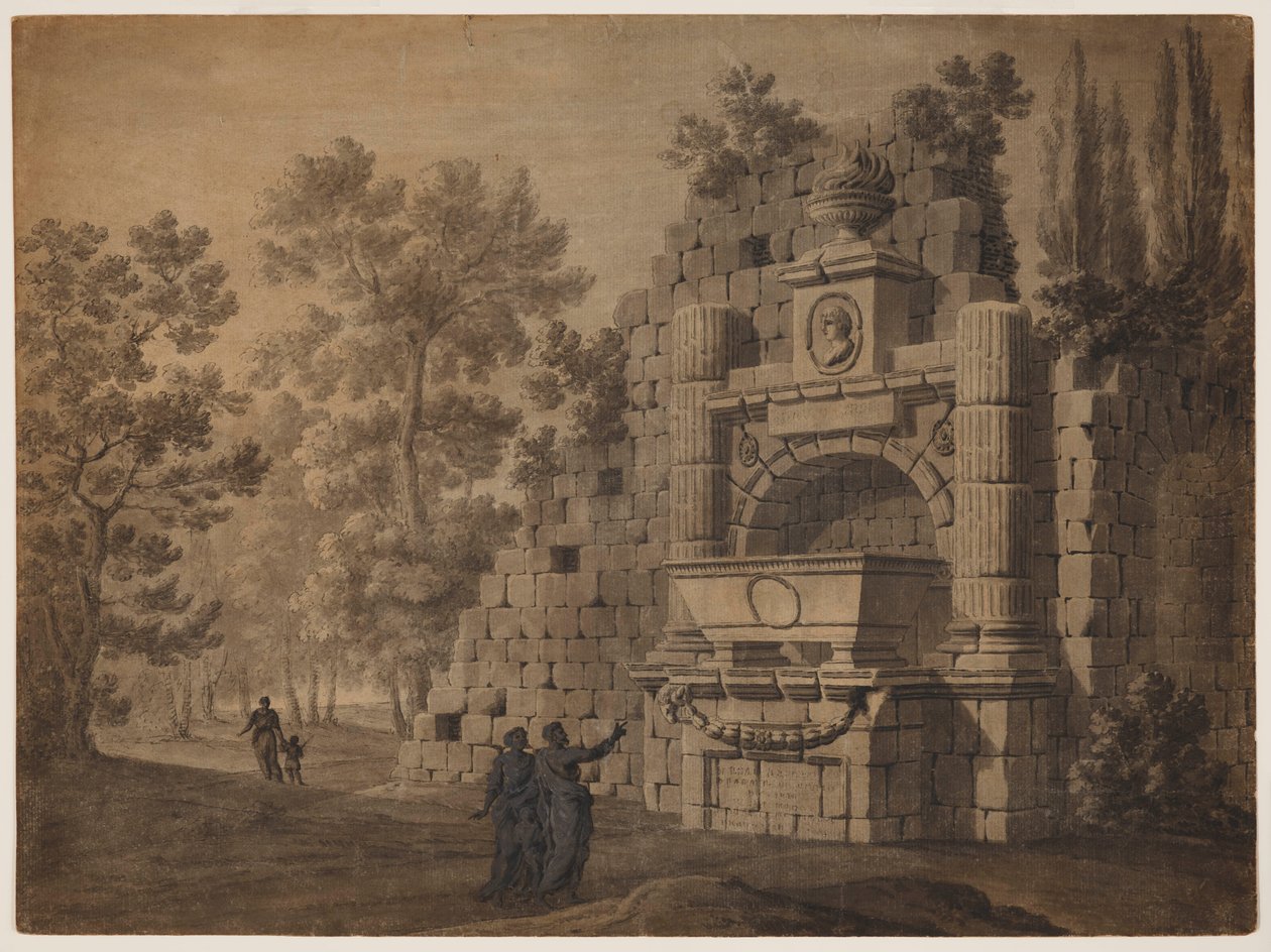 Capricho com figuras antigas entre monumentos clássicos em ruínas de Robert Adam