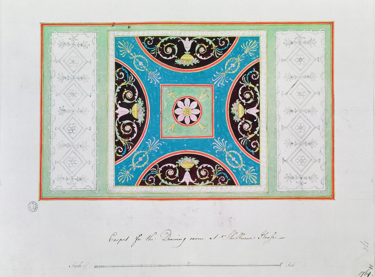 Design de tapetes para a sala de estar, Shelburne House de Robert Adam