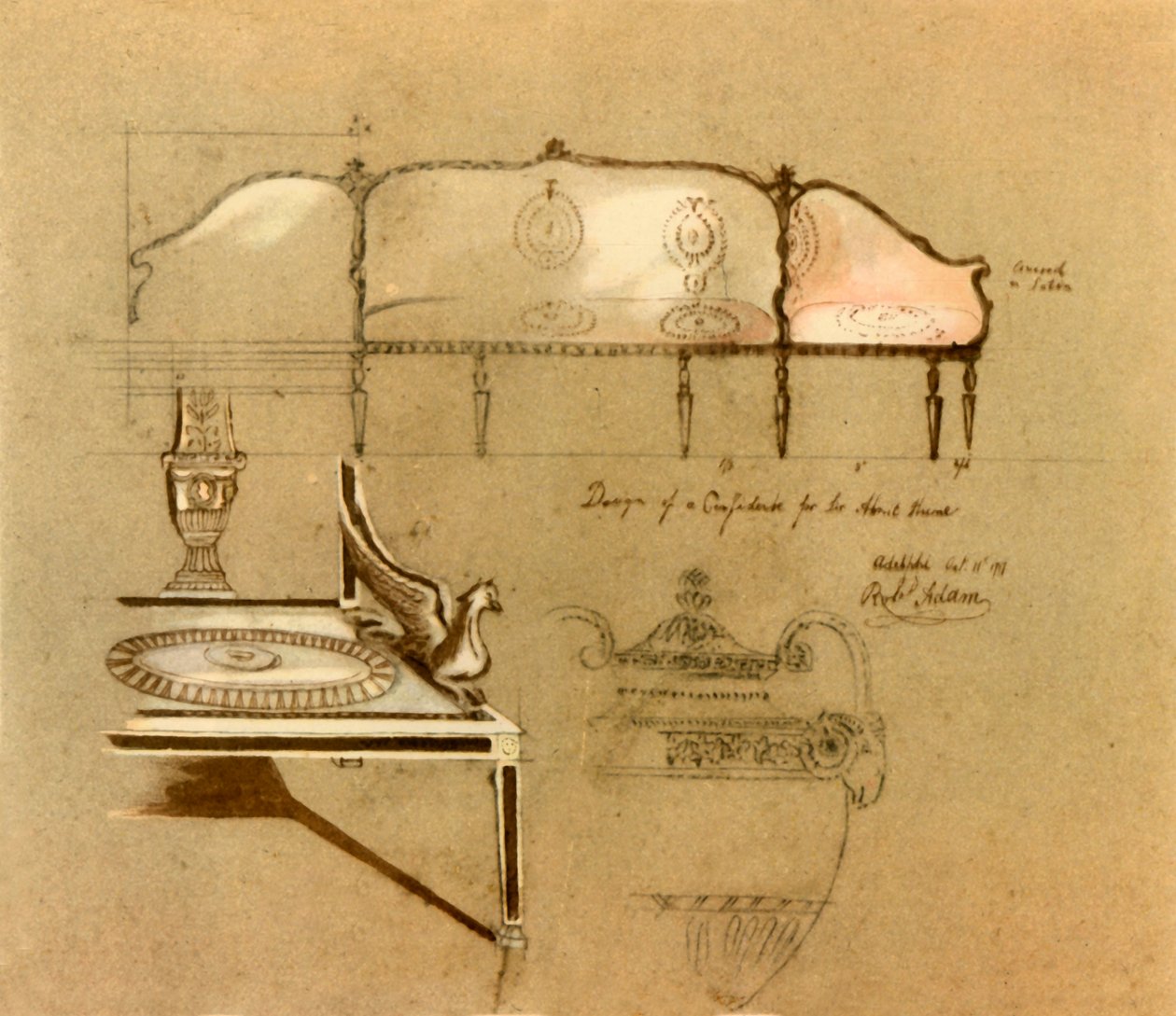 Projeto para um sofá, 1777, 1946. de Robert Adam