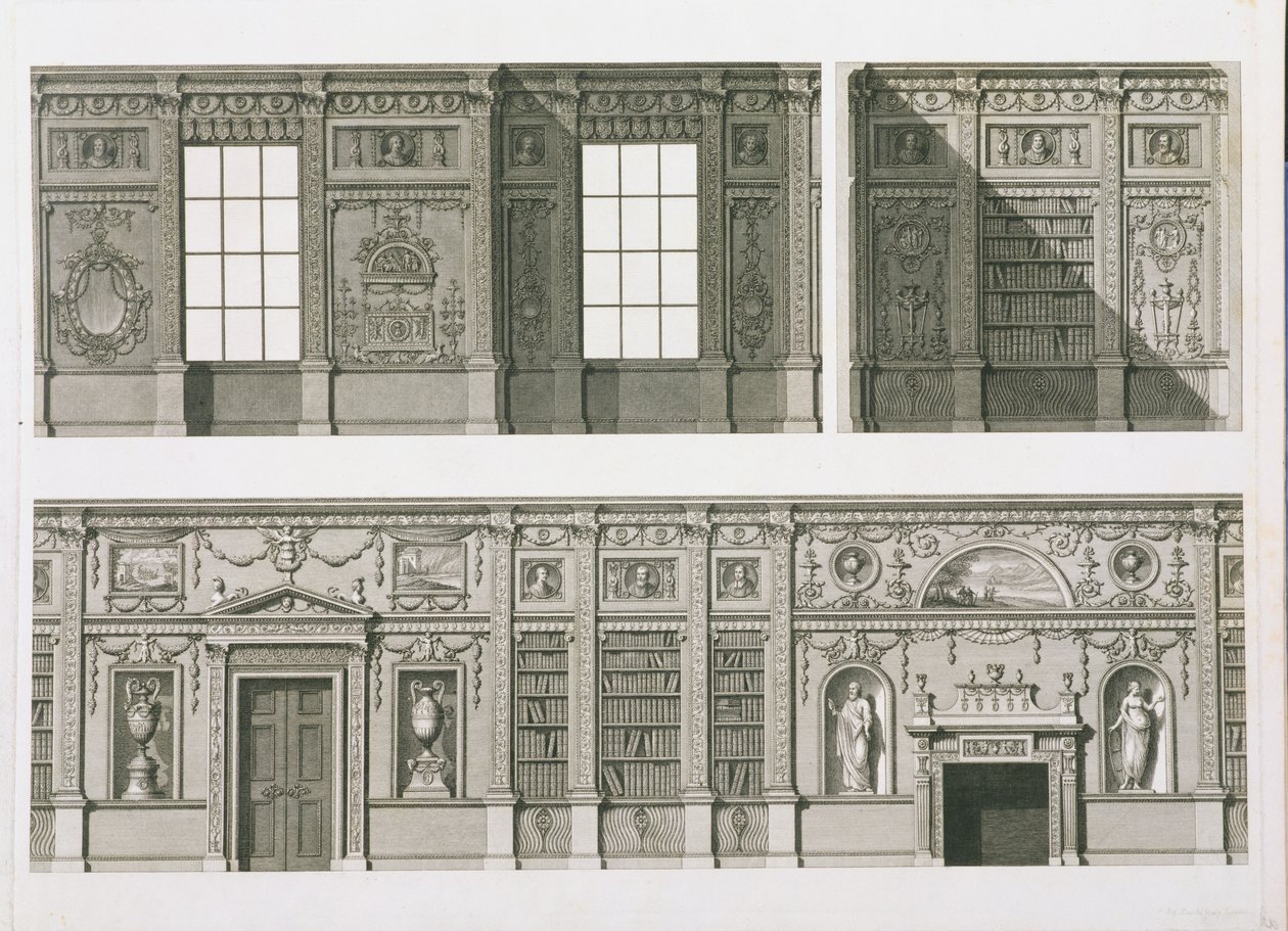 Elevação da Biblioteca na Syon House, c.1760-69 de Robert Adam