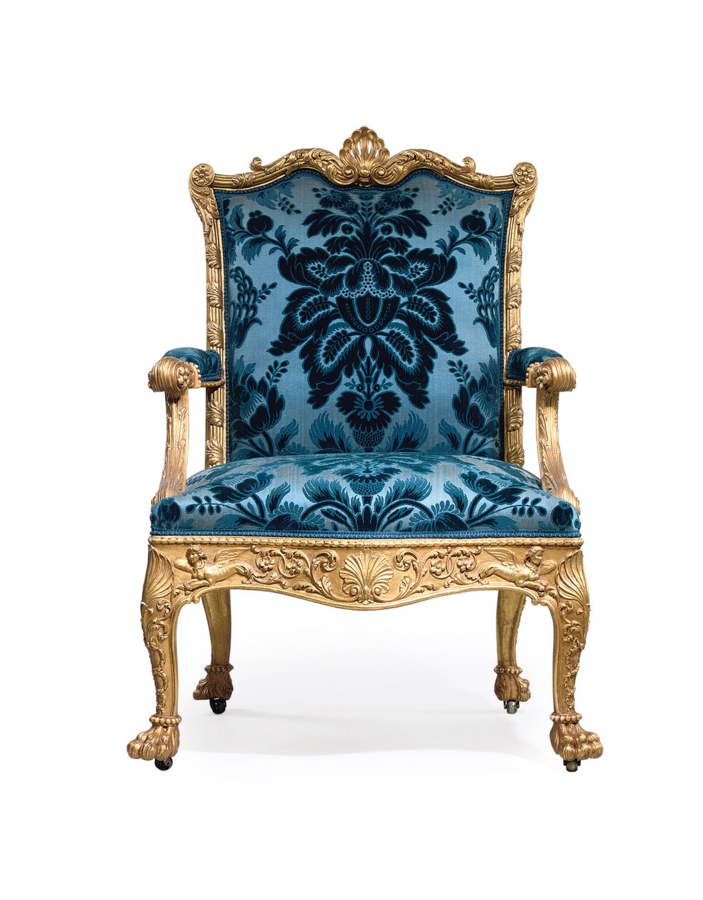 Um de um par de poltronas giltwood George III de Robert Adam