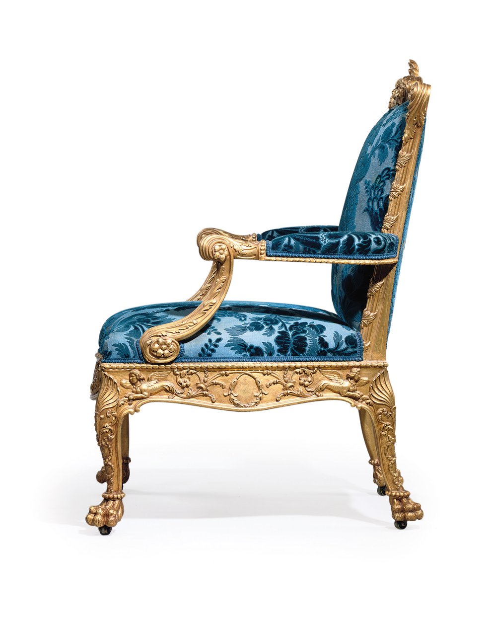 Um de um par de poltronas giltwood George III de Robert Adam