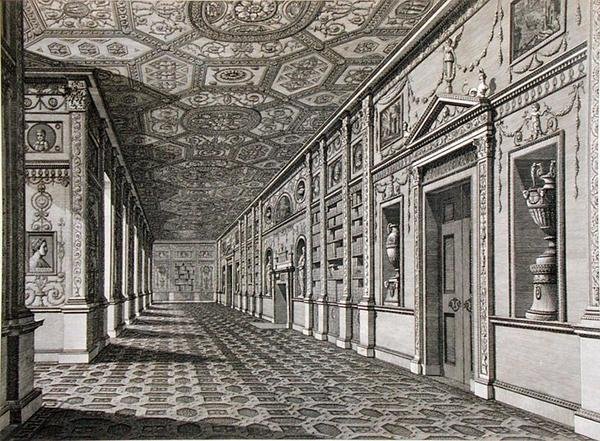 A Biblioteca da Syon House, construída em 1760-69 (gravura) de Robert Adam