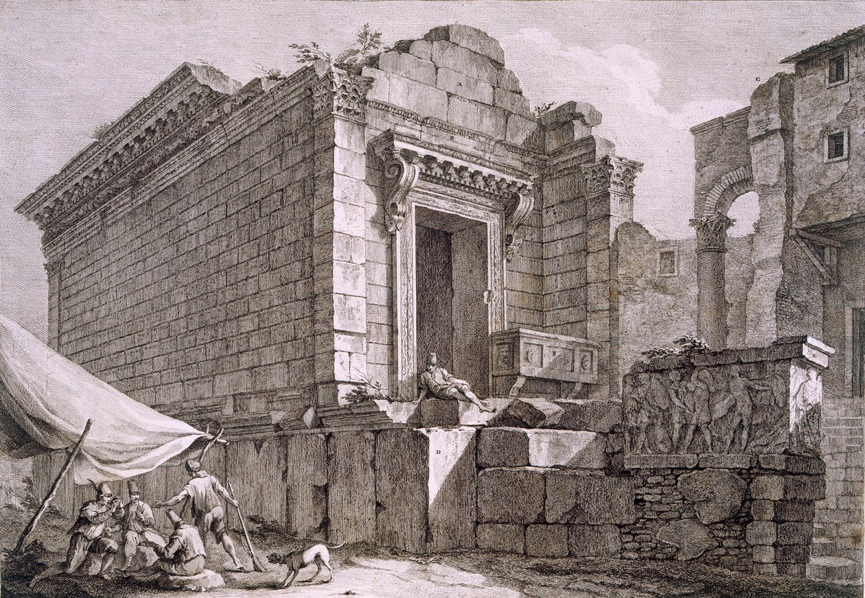 Vista do Templo de Esculápio, pub. 1764. de Robert Adam