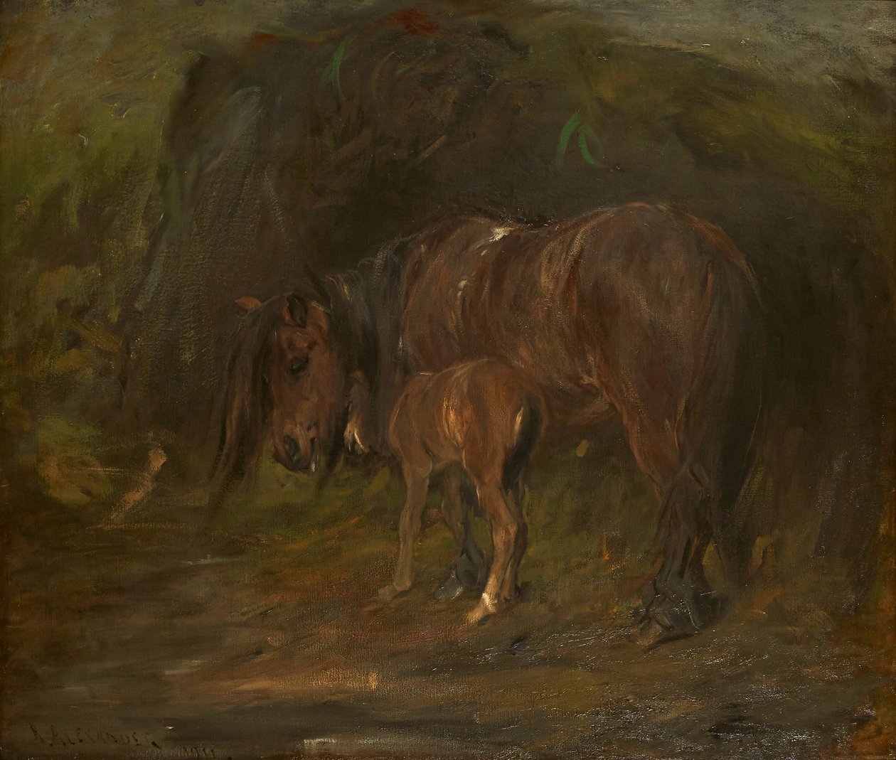 Égua e Potro (óleo sobre tela) de Robert Alexander