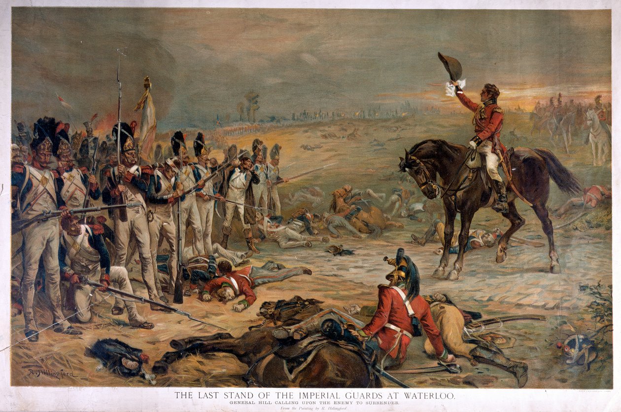 A Última Bancada da Guarda Imperial em Waterloo, General Hill chamando o Inimigo à Rendição de Robert Alexander Hillingford