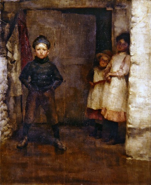 Na Porta (óleo sobre tela) de Robert Anning Bell