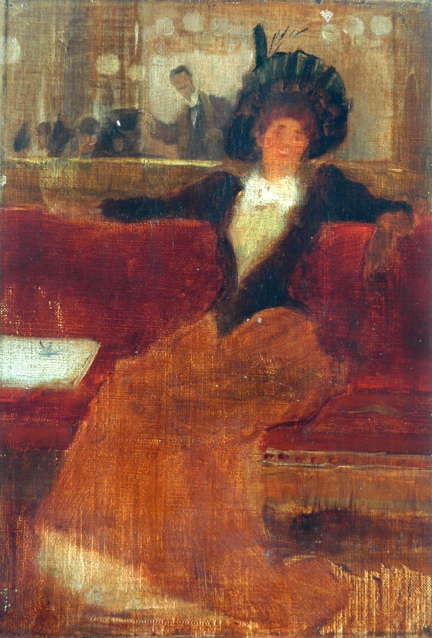 No Café (óleo sobre tela) de Robert Atkinson