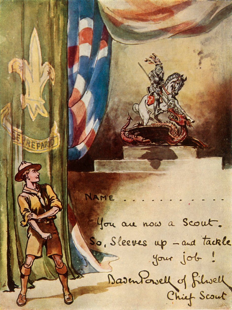 Design para o Cartão de Inscrição de Escoteiros, 1944. de Robert Baden Powell