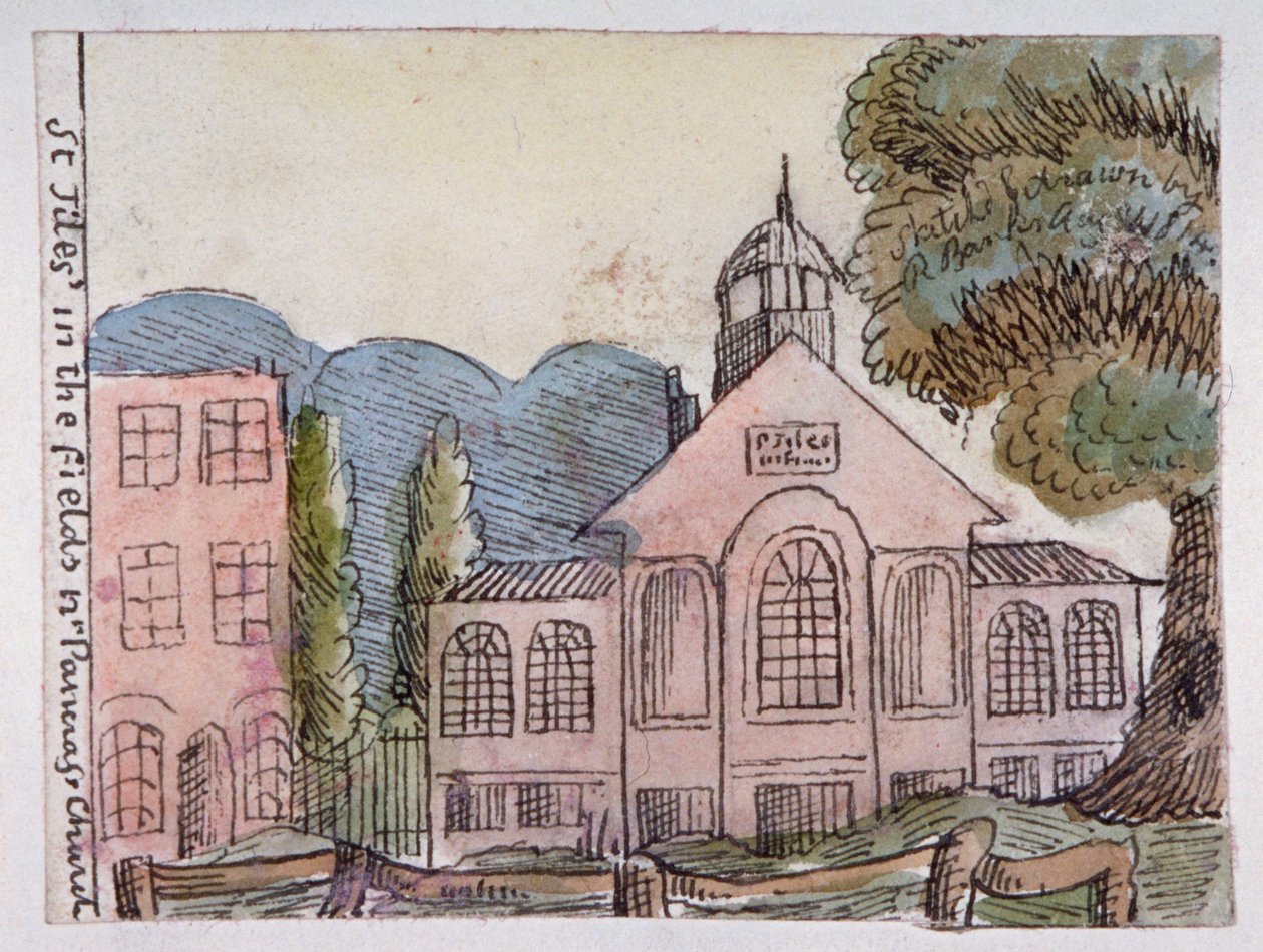Igreja de St Giles in the Fields, St Pancras, Londres, 1814. de Robert Banks